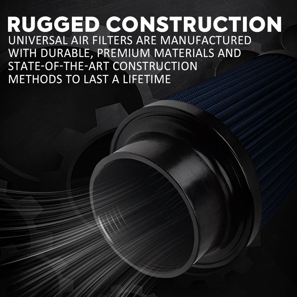 Long Performance BLUE Truck High Flow Cold Air Intake Cone Dry Filter Universal Fit 7