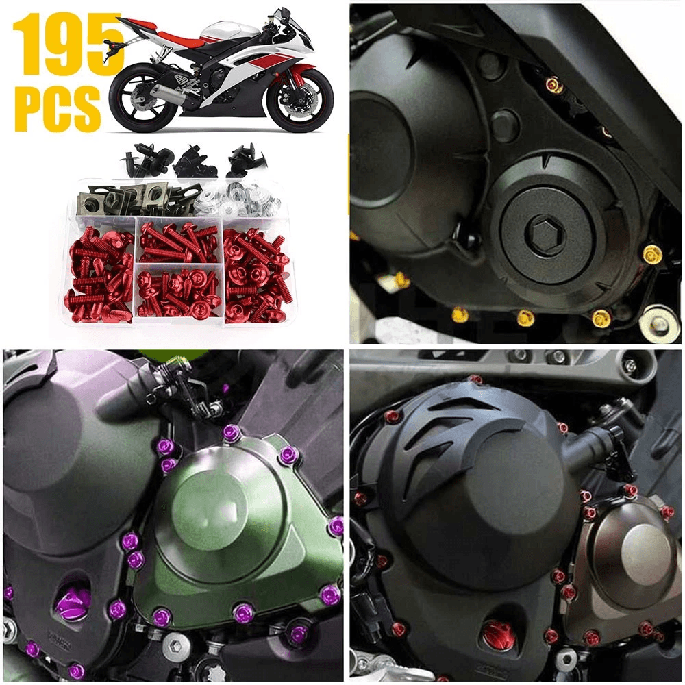 Motorcycle Fairing Bolt Kit Red Anodized Screws Fit Complete Parts Replacement 10
