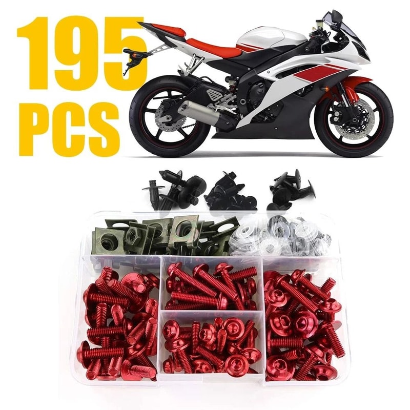 Motorcycle Fairing Bolt Kit Red Anodized Screws Fit Complete Parts Replacement 3