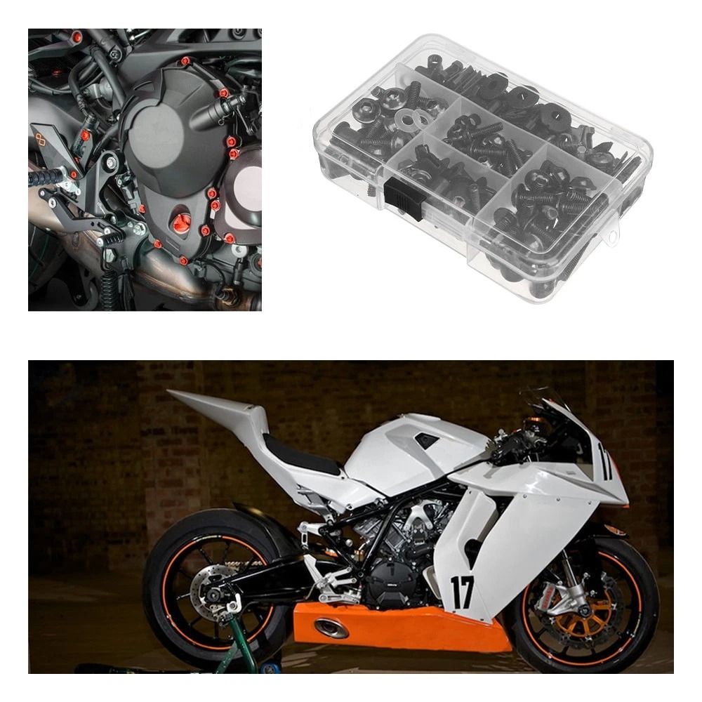 Motorcycle Fairing Bolt Kit Red Anodized Screws Fit Complete Parts Replacement 9