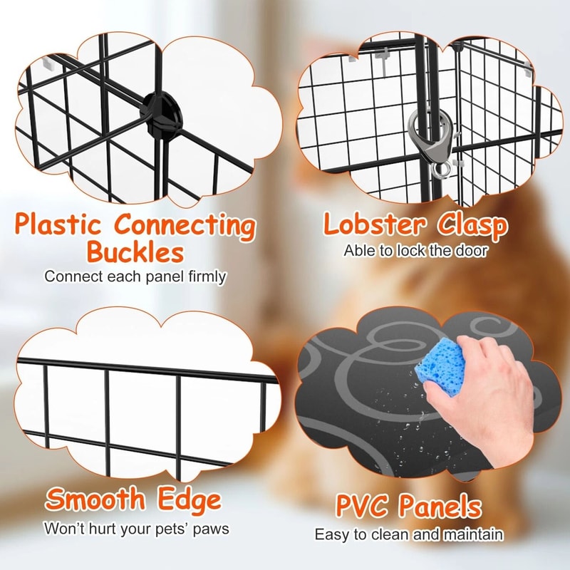 Cat Kennel Playpen Heavy Duty Cage For Cats And Small Pets Secure 2 Doors Ladder Perfect For Kitten