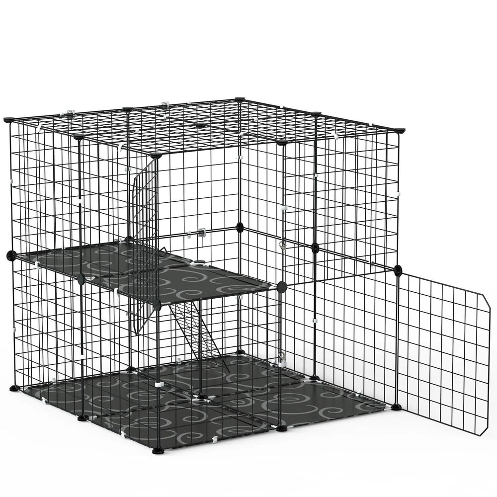 Cat Kennel Playpen Heavy Duty Cage For Cats And Small Pets Secure 2 Doors Ladder Perfect For Kitten