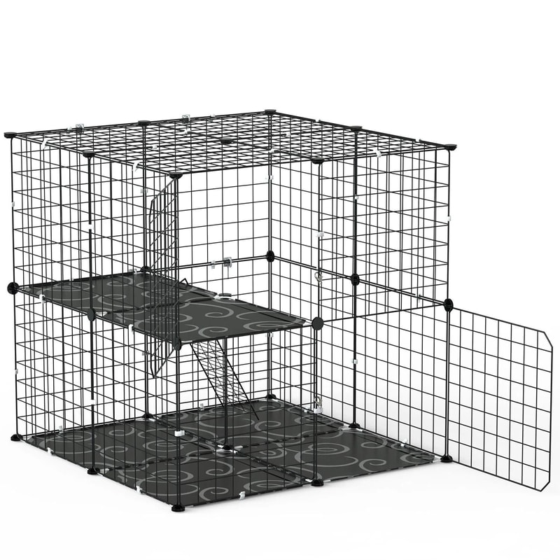 Cat Kennel Playpen Heavy Duty Cage For Cats And Small Pets Secure 2 Doors Ladder Perfect For Kitten