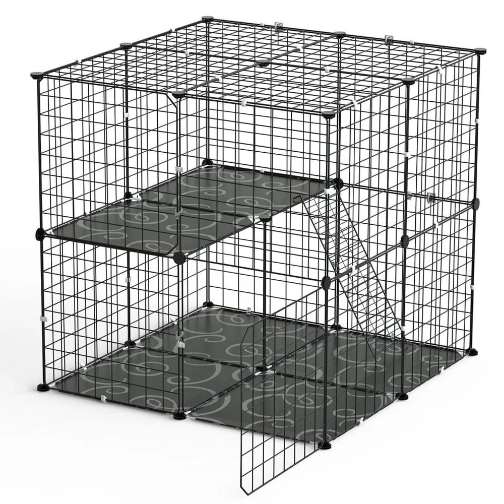 Cat Kennel Playpen Heavy Duty Cage For Cats And Small Pets Secure 2 Doors Ladder Perfect For Kitten