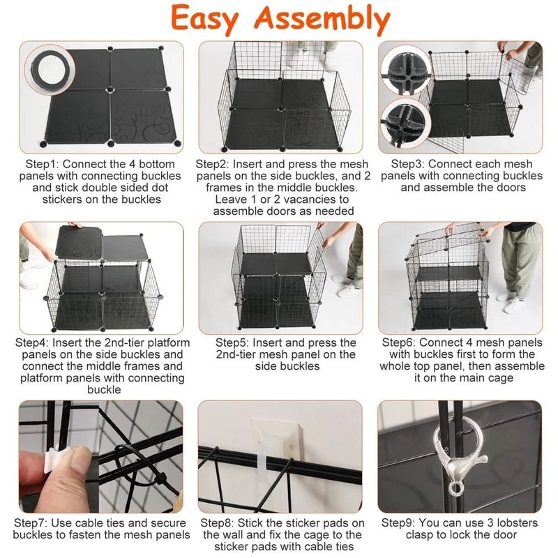 Cat Kennel Playpen Heavy Duty Cage For Cats And Small Pets Secure 2 Doors Ladder Perfect For Kitten