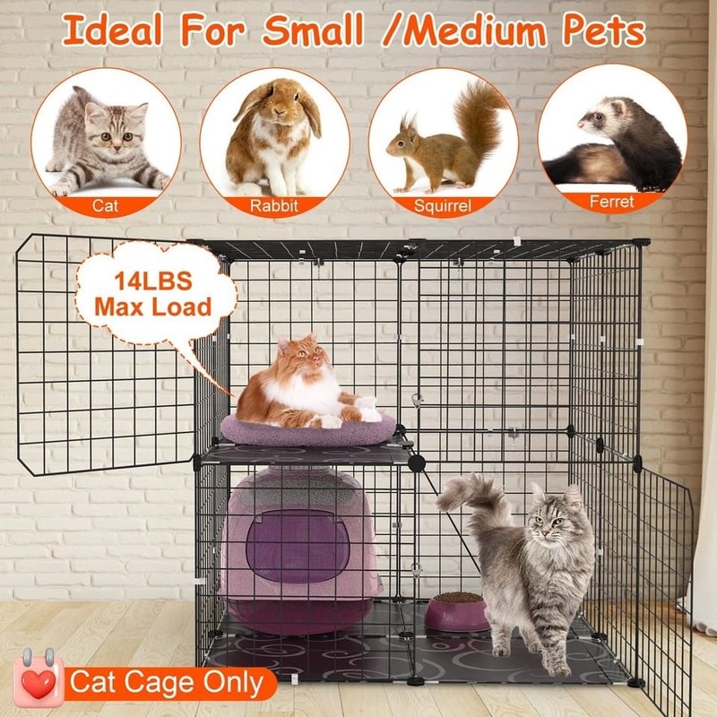 Cat Kennel Playpen Heavy Duty Cage For Cats And Small Pets Secure 2 Doors Ladder Perfect For Kitten