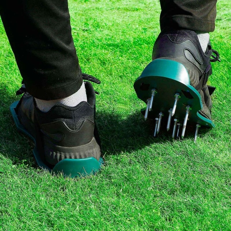 Lawn Aerator Shoes For Grass Loosen Soil Improve Root Growth Durable Adjustable Aeration Shoes Ide 9