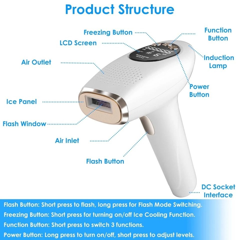 Permanent Hair Removal Ice Cooling IPL Device AtHome Hair Removal For Armpits Legs Bikini Line 7
