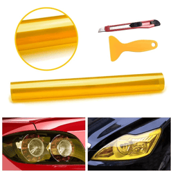 golden yellow vinyl wrap, gloss headlight tint film, taillight fog light film