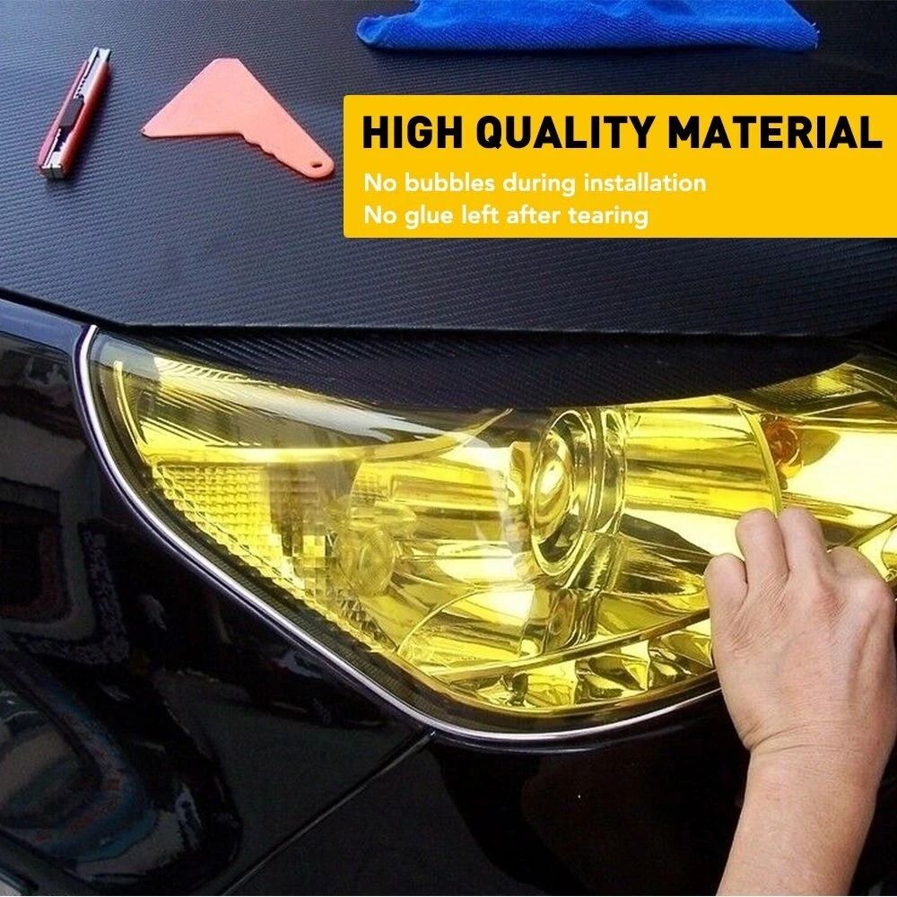 Golden Yellow Vinyl Wrap Gloss Headlight Tint Film Taillight Fog Light Film 5