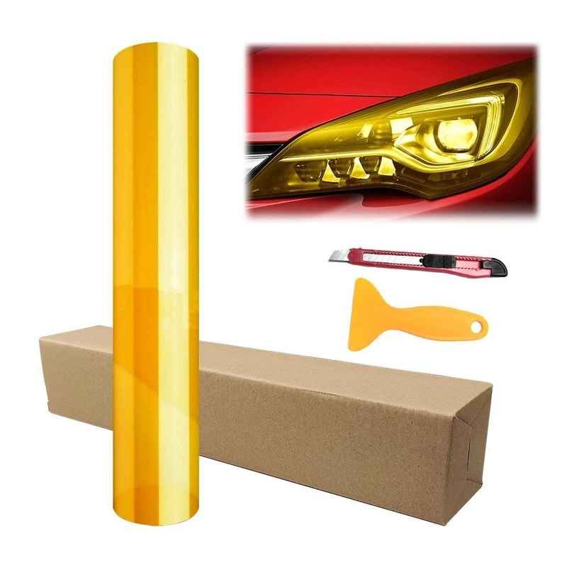 Golden Yellow Vinyl Wrap Gloss Headlight Tint Film Taillight Fog Light Film 8