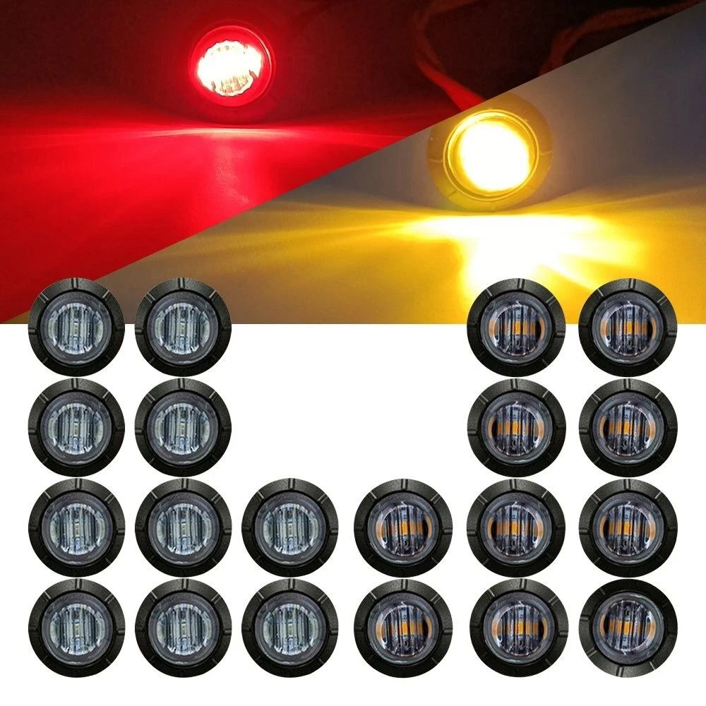 Truck Trailer Round Side Marker Lights LED AmberRed Bullet Light Waterproof DOT SAE 0