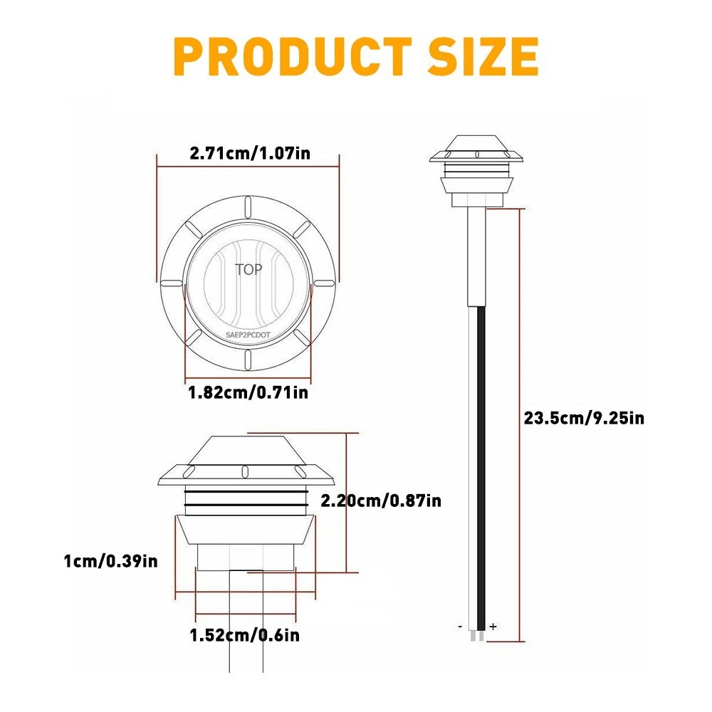 Truck Trailer Round Side Marker Lights LED AmberRed Bullet Light Waterproof DOT SAE 12
