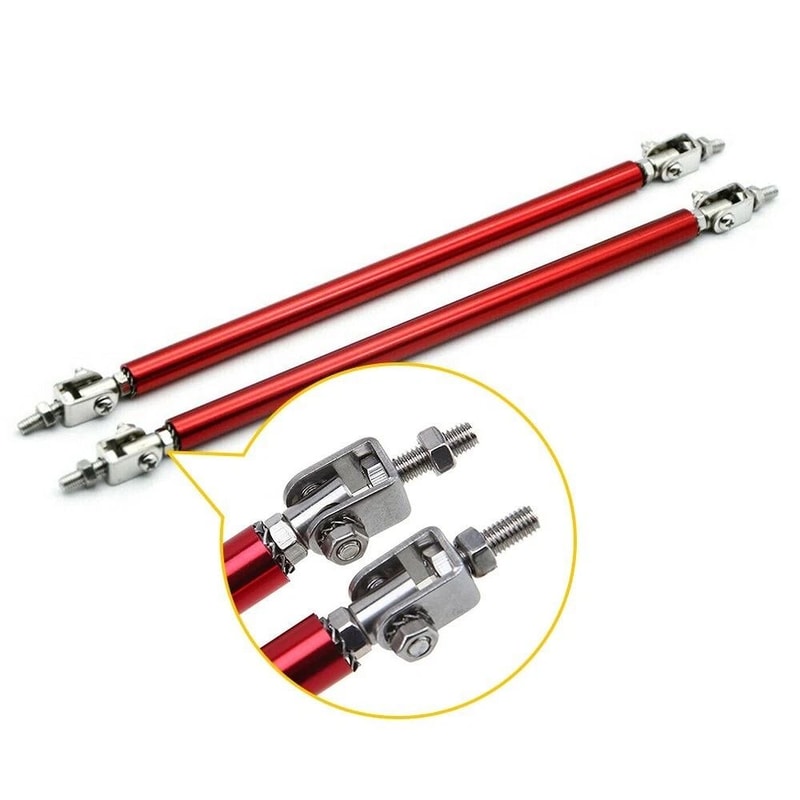 Adjustable Red Front Bumper Lip Splitter Strut Rod Tie Bar For Cars And SUVs 4
