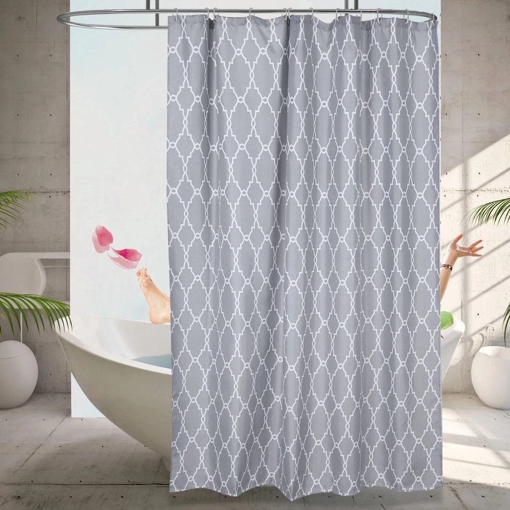 Polyester Shower Curtain Waterproof Bathroom Drapes MildewResistant With EcoFriendly Material 0