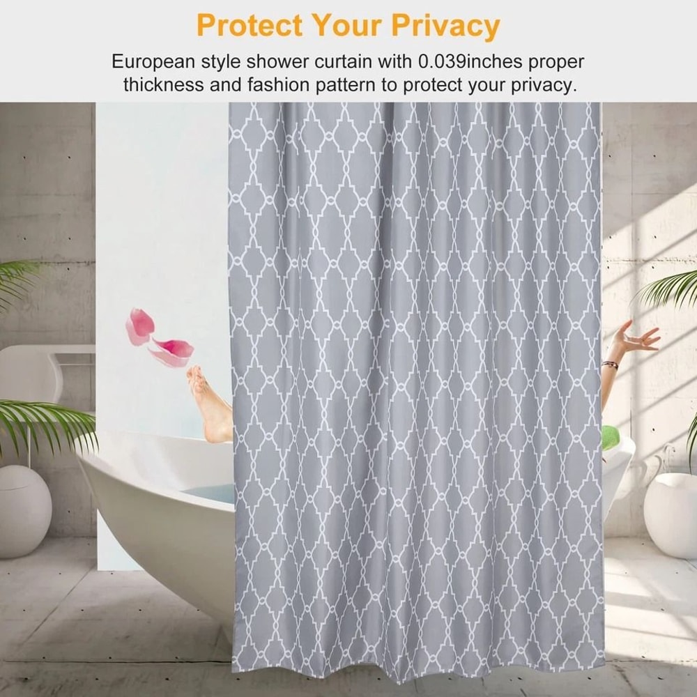 Polyester Shower Curtain Waterproof Bathroom Drapes MildewResistant With EcoFriendly Material 7