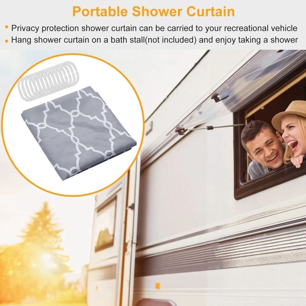 Polyester Shower Curtain Waterproof Bathroom Drapes MildewResistant With EcoFriendly Material 8
