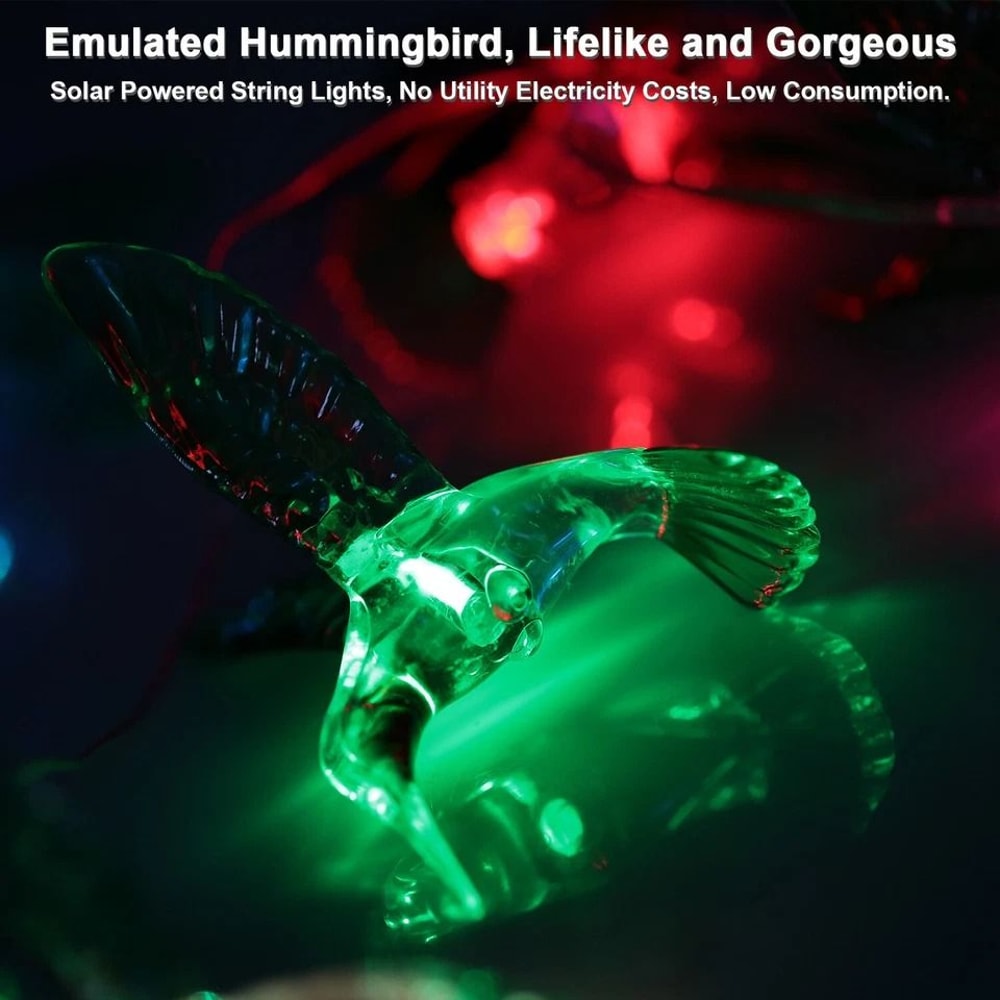Solar LED Color Changing Birds Wind Chimes Hummingbird Garden Light Perfect Home And Yard Decor 6