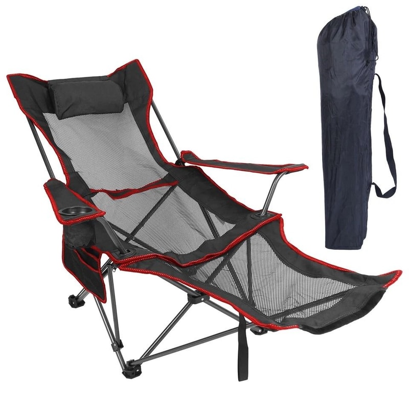 Heavy Duty Steel Camping Lounge Chair Foldable With Reclining Backrest Load Capacity 7