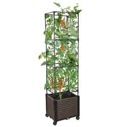 self-watering garden bed planter box, vertical plants bin with lockable wheels for easy yard mobility