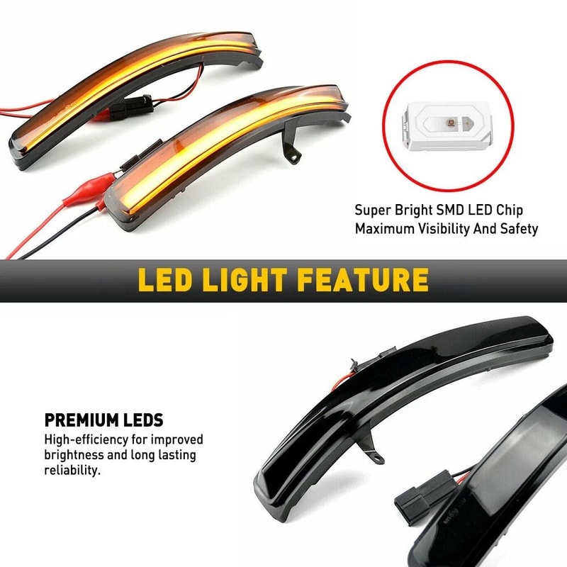 High Brightness LED Smoked Side Mirror Turn Signal Lights Easy Installation 6