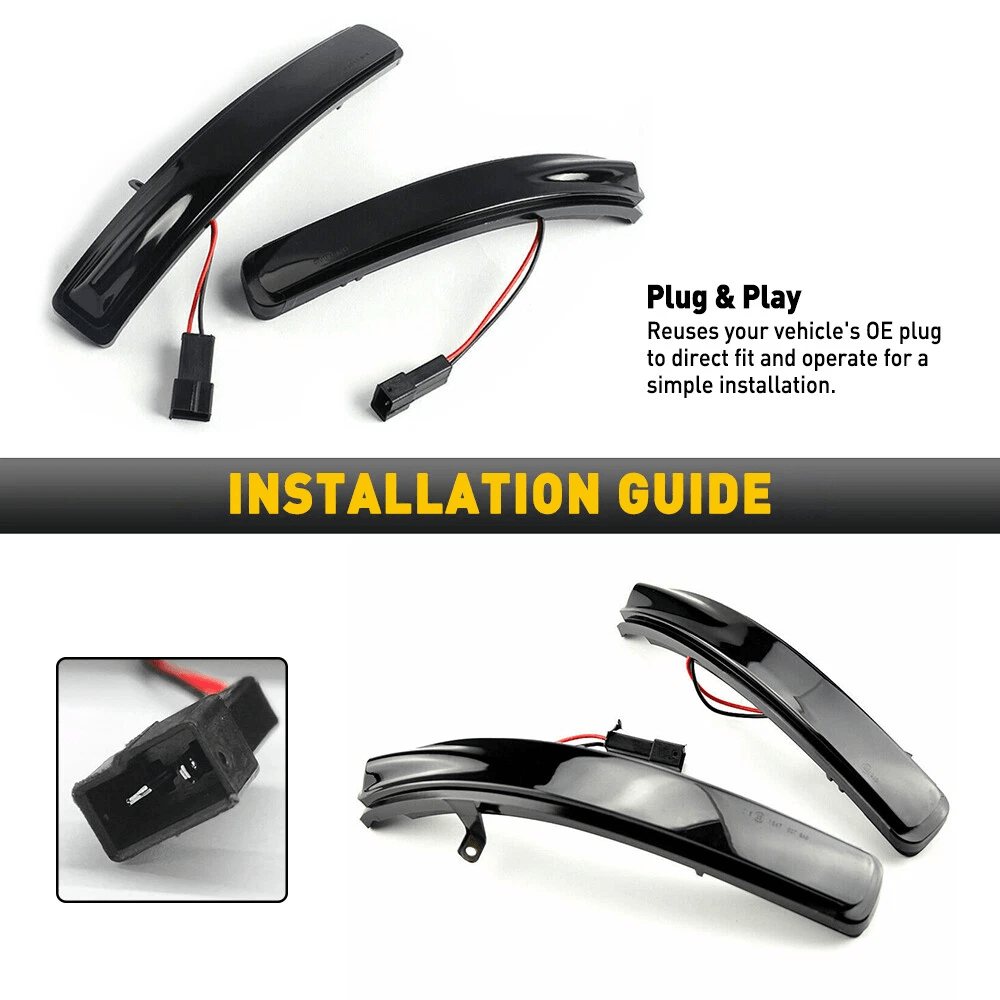 High Brightness LED Smoked Side Mirror Turn Signal Lights Easy Installation 7