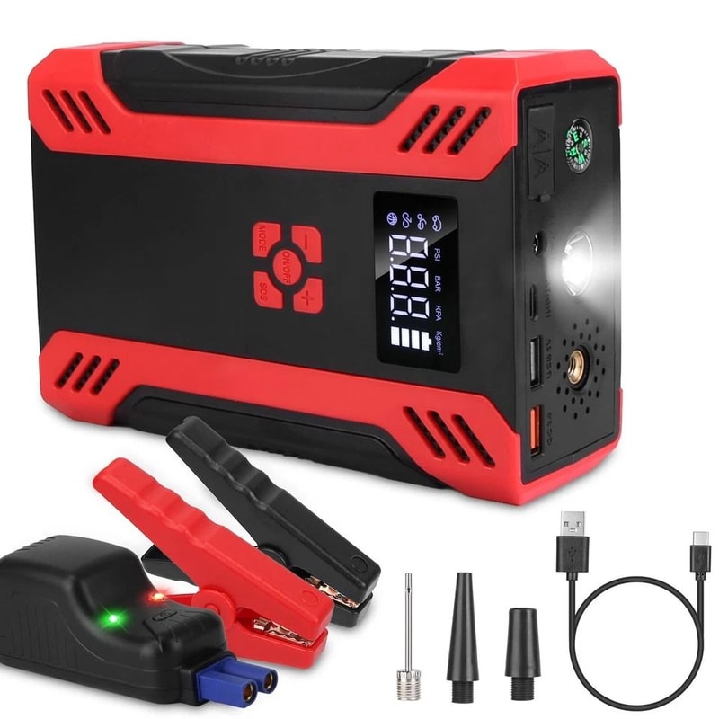 Jump Starter With Air Compressor Emergency Car Battery Booster Power Supply 1