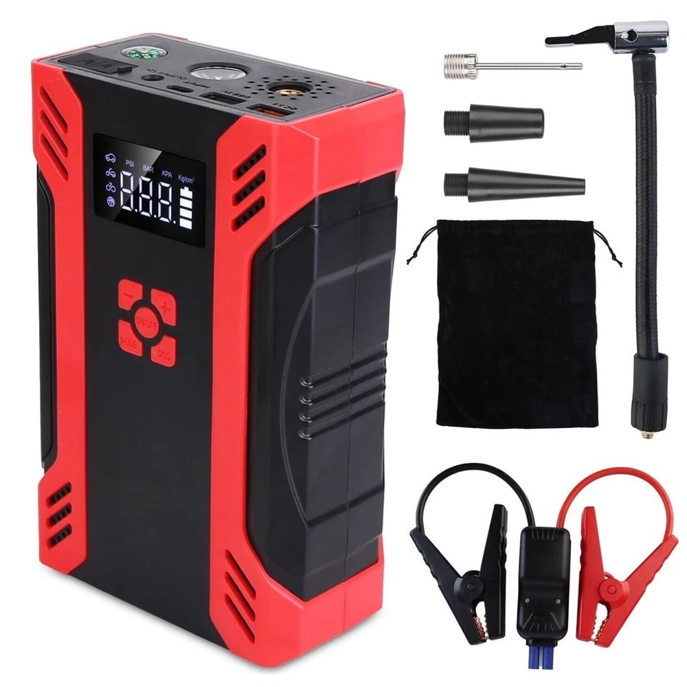Jump Starter With Air Compressor Emergency Car Battery Booster Power Supply 2