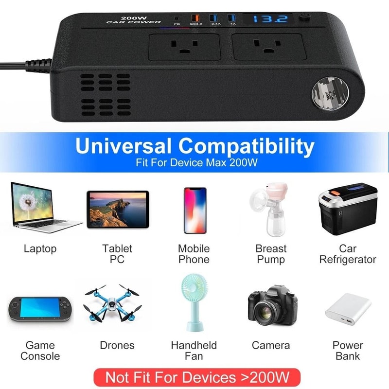Car Inverter Vehicle Power Converter Perfect For Charging Devices Camping Outdoor Adventures Eme 9