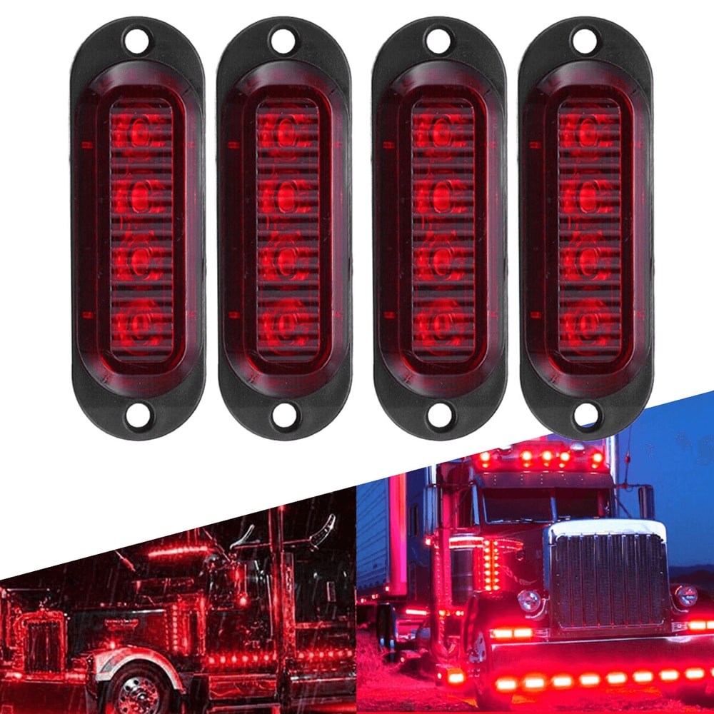 Red LED Side Marker Lights Assembly Clearance Lights For Truck Trailer RV 0