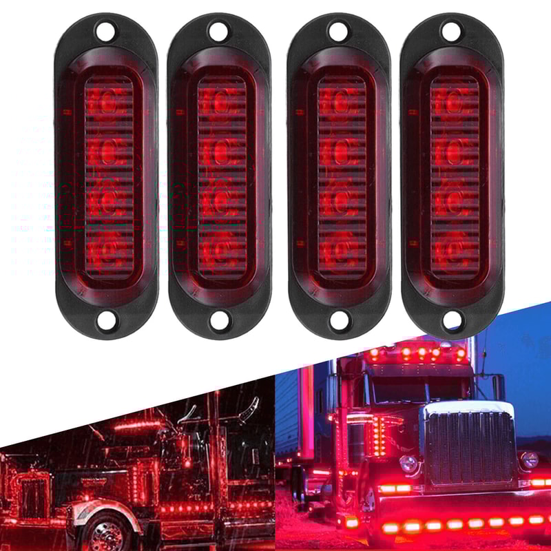 Red LED Side Marker Lights Assembly Clearance Lights For Truck Trailer RV 0