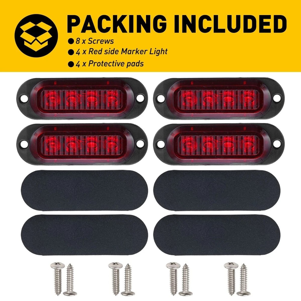 Red LED Side Marker Lights Assembly Clearance Lights For Truck Trailer RV 9