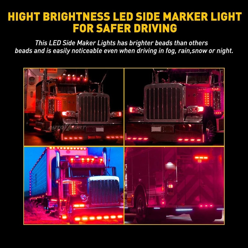 Red LED Side Marker Lights Assembly Clearance Lights For Truck Trailer RV 10