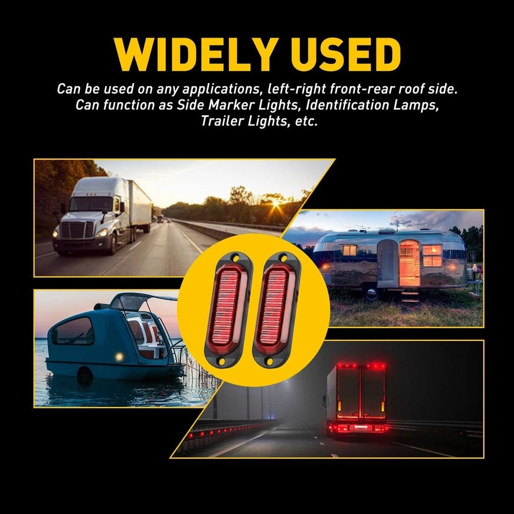 Red LED Side Marker Lights Assembly Clearance Lights For Truck Trailer RV 1