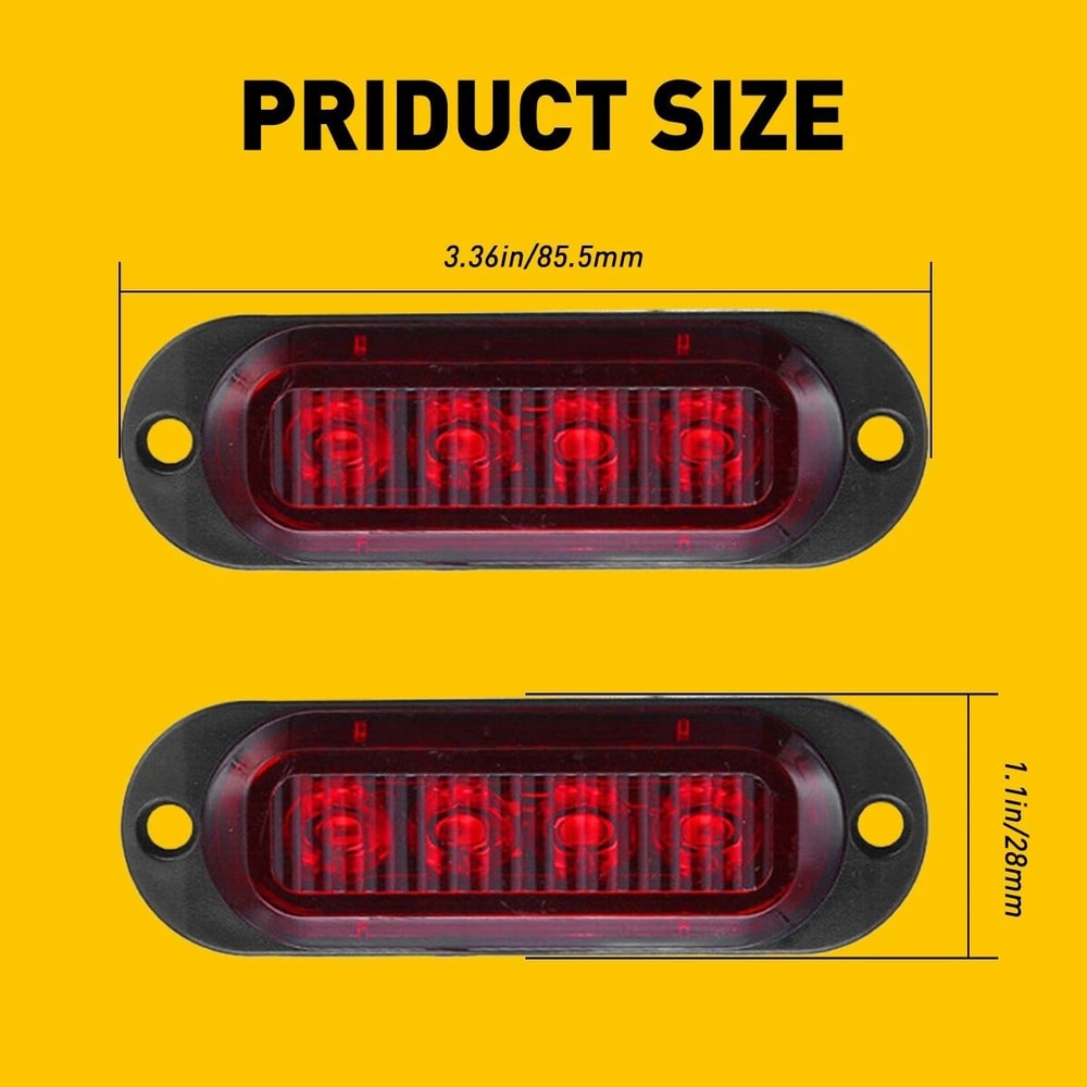 Red LED Side Marker Lights Assembly Clearance Lights For Truck Trailer RV 2