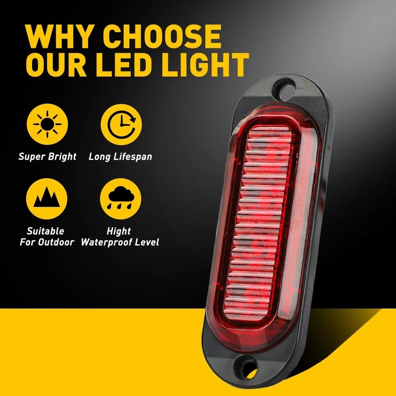 Red LED Side Marker Lights Assembly Clearance Lights For Truck Trailer RV 4