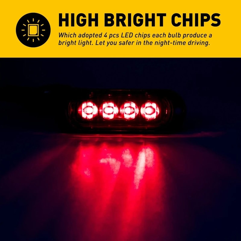 Red LED Side Marker Lights Assembly Clearance Lights For Truck Trailer RV 5