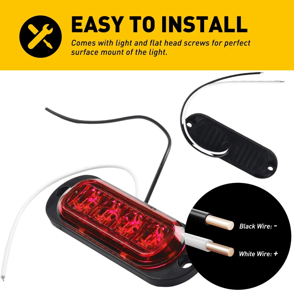 Red LED Side Marker Lights Assembly Clearance Lights For Truck Trailer RV 8