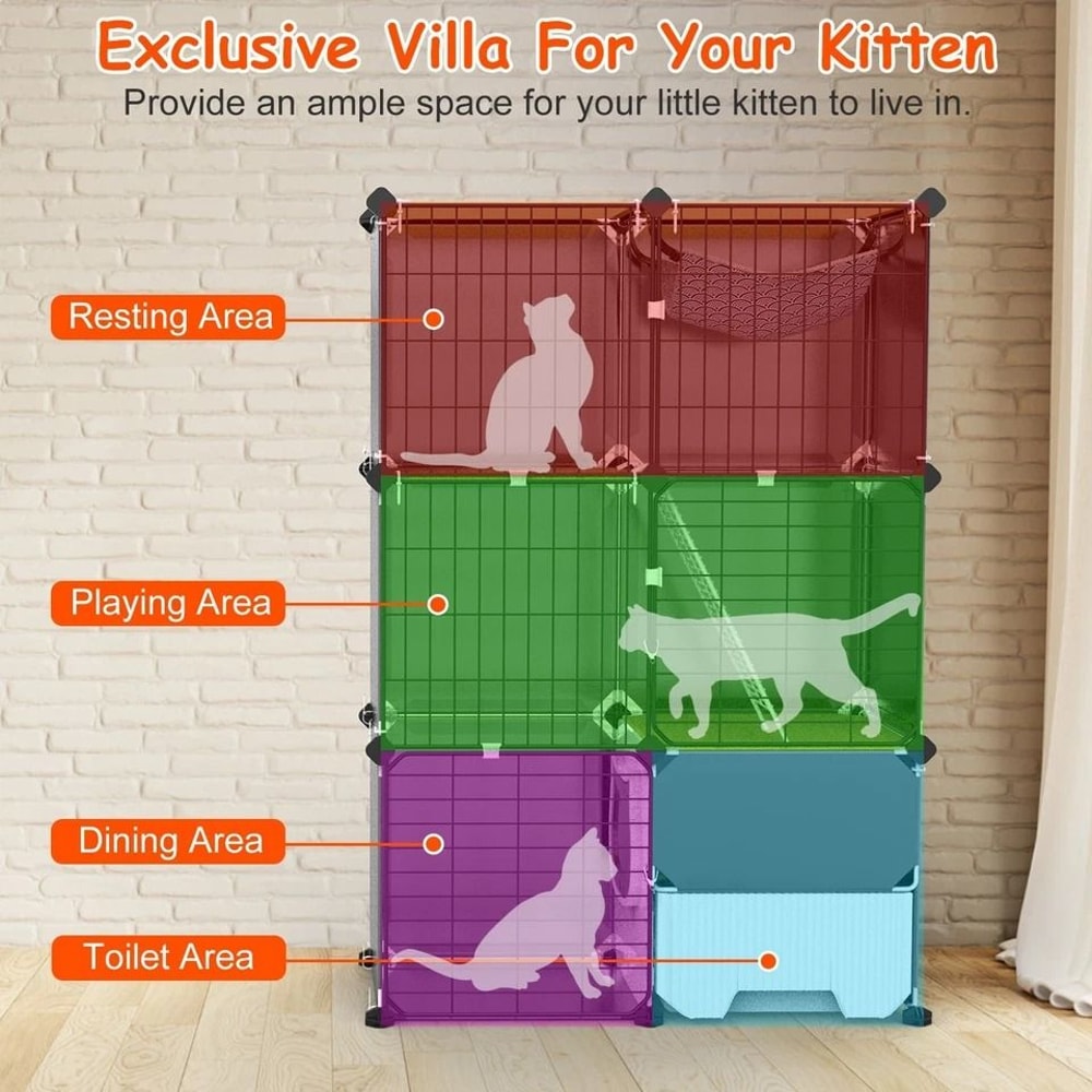 Heavy Duty Cat Cage Tier Cat House With Litter Box Hammock For Cats Spacious Cat Enclosure 9