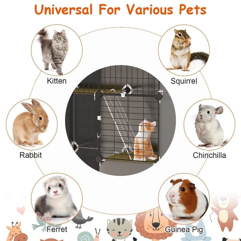 Heavy Duty Cat Cage Tier Cat House With Litter Box Hammock For Cats Spacious Cat Enclosure 1