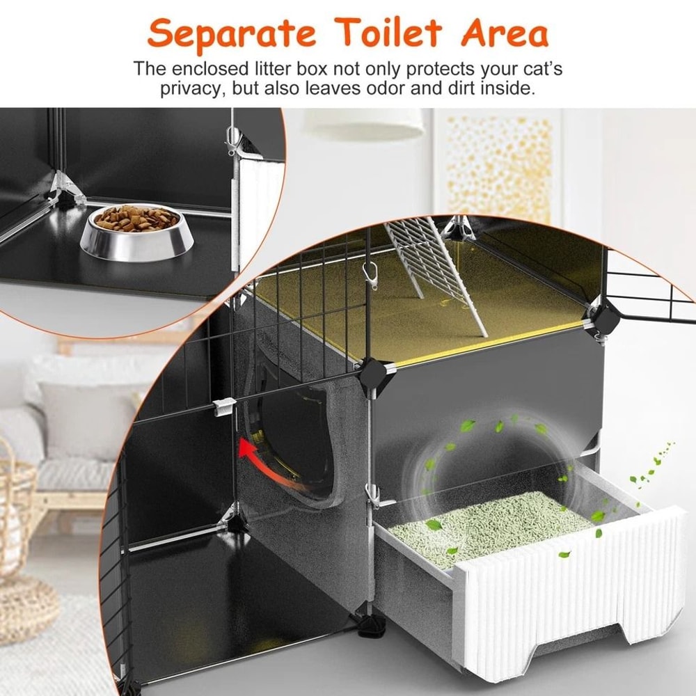 Heavy Duty Cat Cage Tier Cat House With Litter Box Hammock For Cats Spacious Cat Enclosure 2