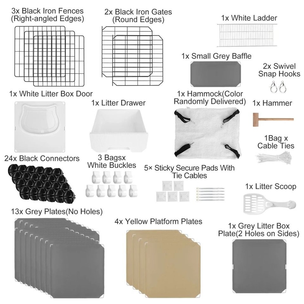 Heavy Duty Cat Cage Tier Cat House With Litter Box Hammock For Cats Spacious Cat Enclosure 4