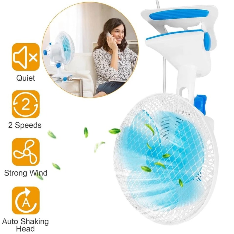 Quiet Oscillating Fan Stand Up Wall Mount Clip On Fan Low Noise Adjustable Speeds For Office 6