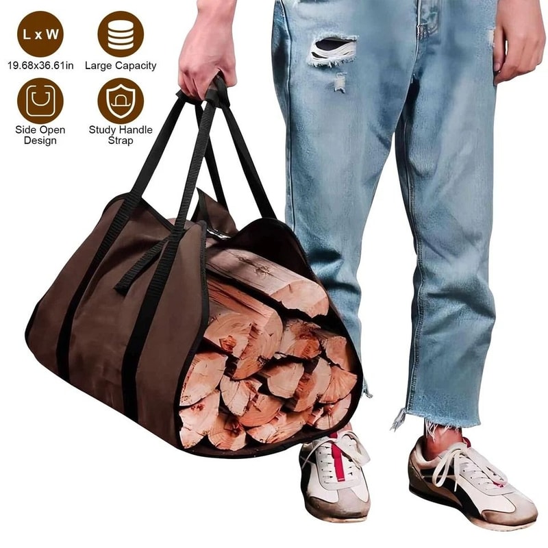 Firewood Carrier Bag Carrying Wood Holder Durable And WearResistant Convenient For Fireplace Outdo 11