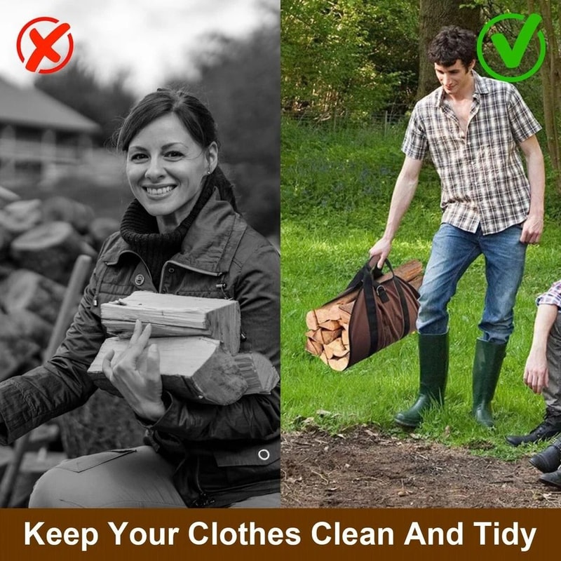 Firewood Carrier Bag Carrying Wood Holder Durable And WearResistant Convenient For Fireplace Outdo 5
