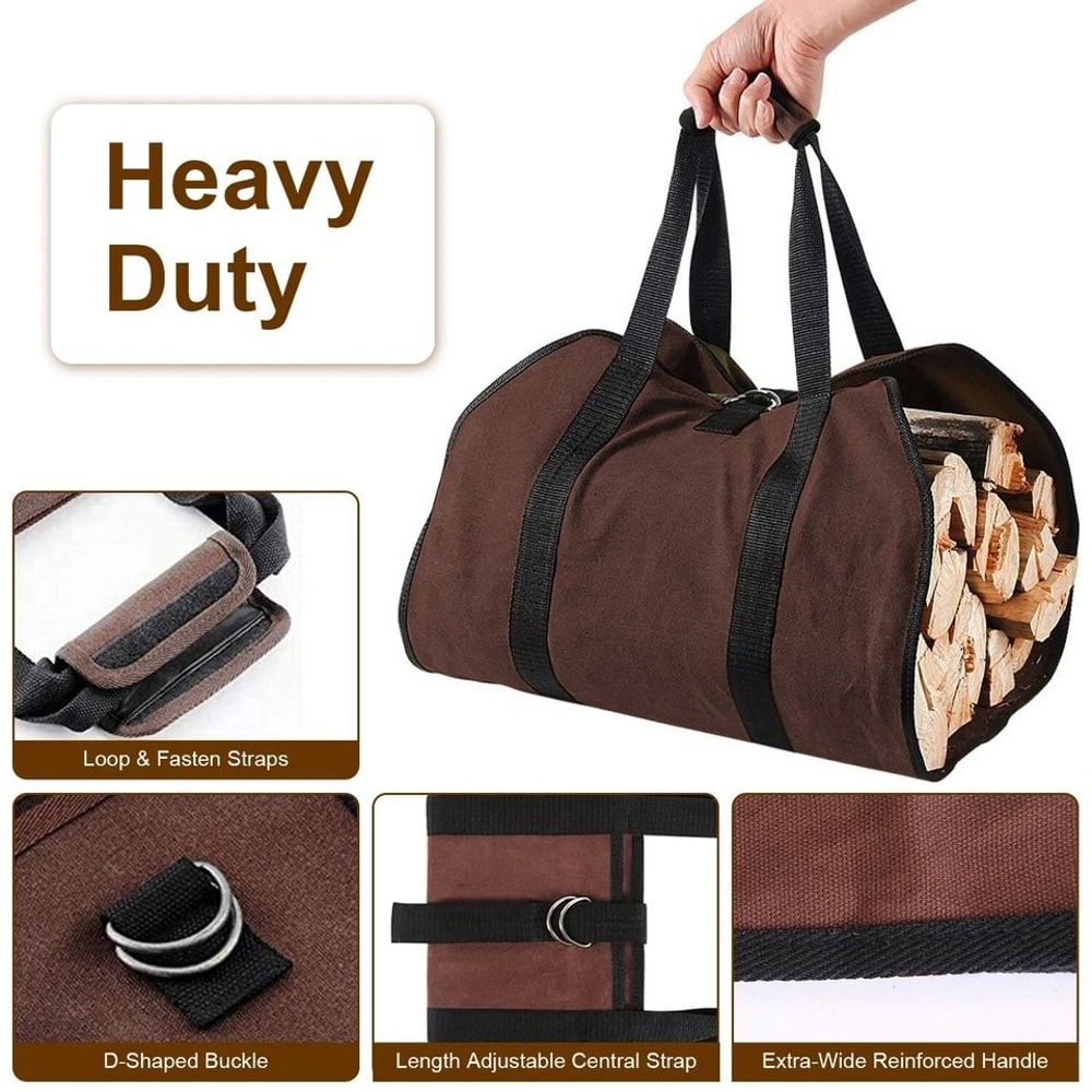 Firewood Carrier Bag Carrying Wood Holder Durable And WearResistant Convenient For Fireplace Outdo 7
