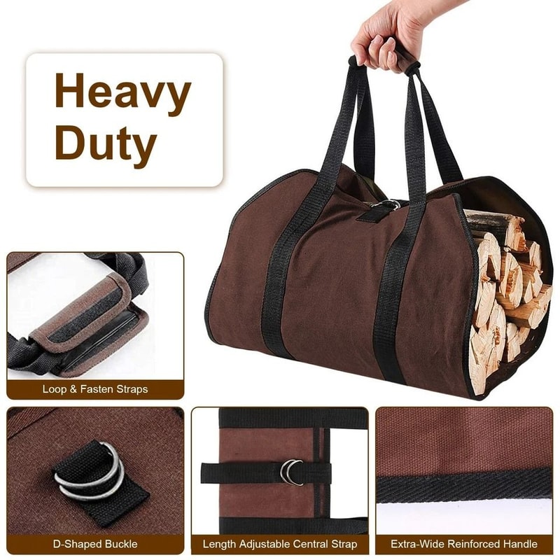 Firewood Carrier Bag Carrying Wood Holder Durable And WearResistant Convenient For Fireplace Outdo 7