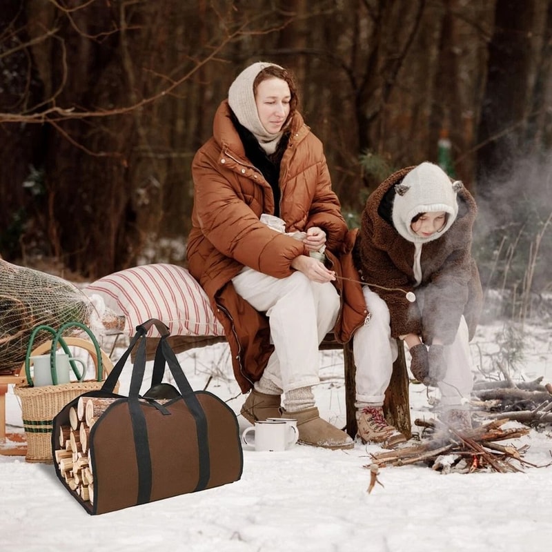 Firewood Carrier Bag Carrying Wood Holder Durable And WearResistant Convenient For Fireplace Outdo 8