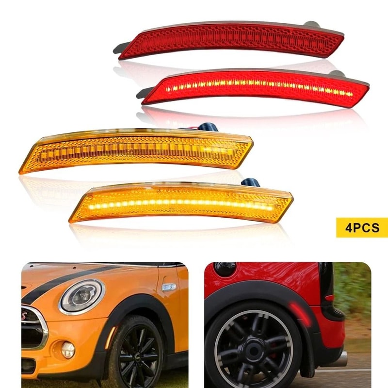 Full LED Side Marker Light Set LED Lens AmberRed For Cars 10