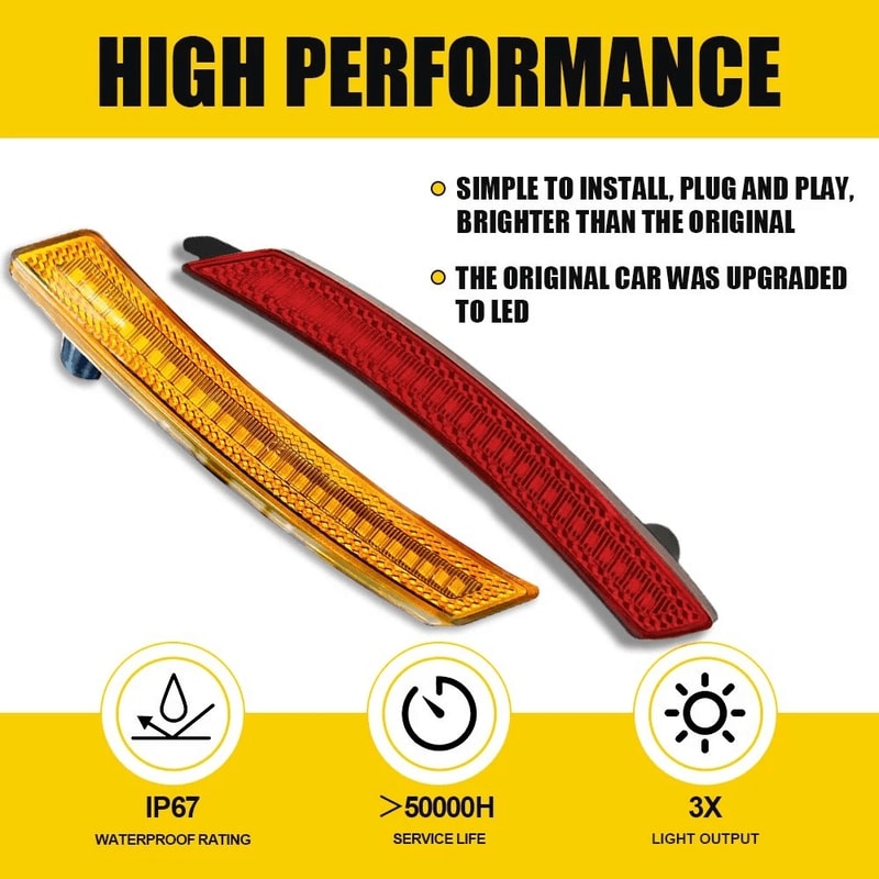 Full LED Side Marker Light Set LED Lens AmberRed For Cars 7